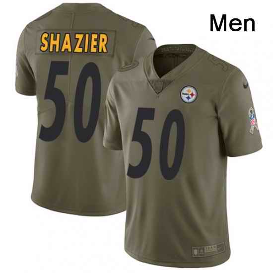 Mens Nike Pittsburgh Steelers 50 Ryan Shazier Limited Olive 2017 Salute to Service NFL Jersey